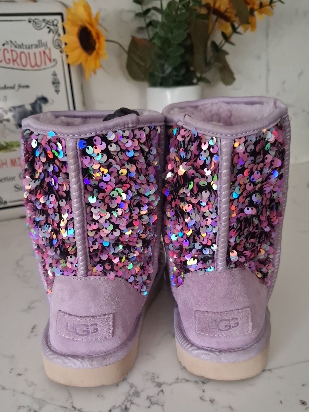 UGG Kids Sequin Boots - Lavender Multicolor Sparkle - Picture 3 of 8